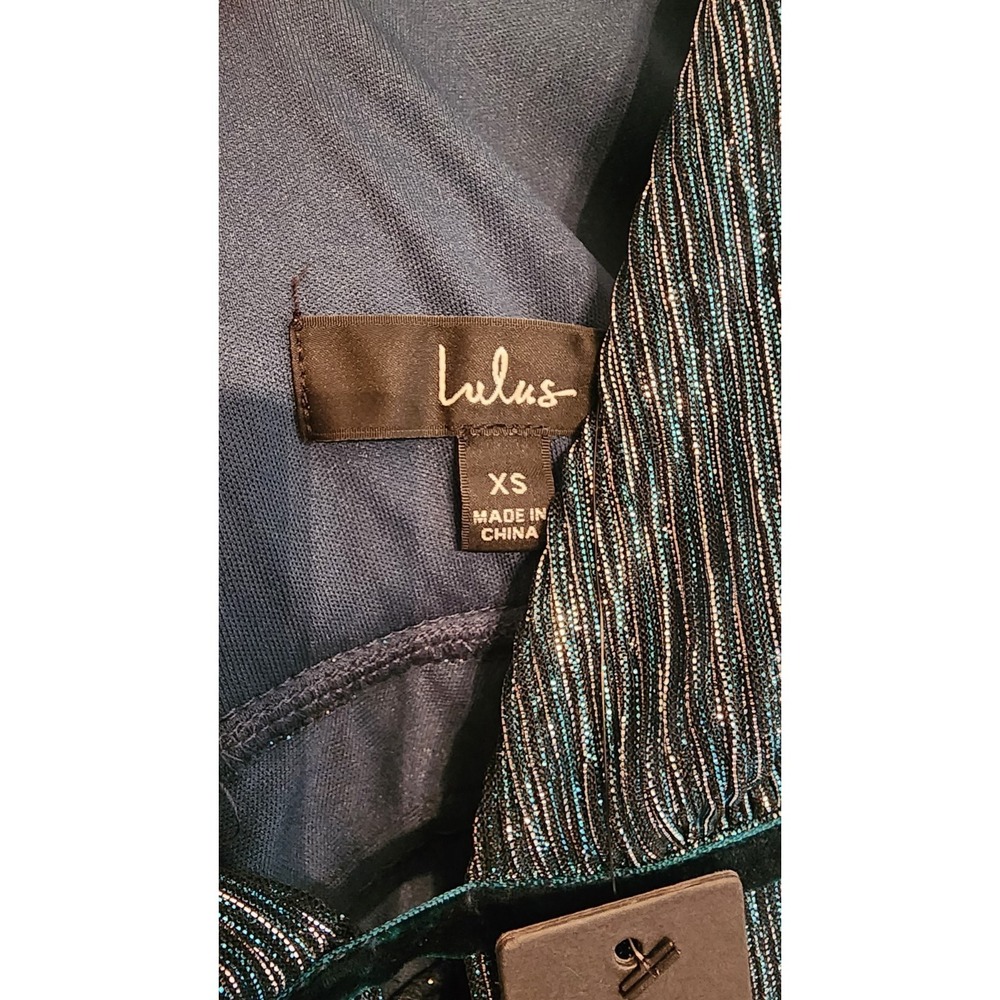 Lulus Smokeshow Teal Metallic Mini Dress‎ Size XS - Picture 9 of 12